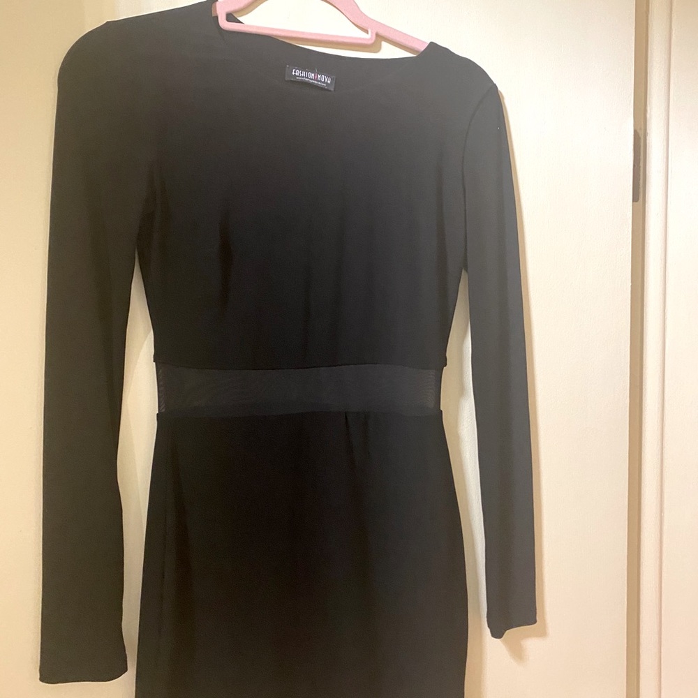 Black sheer panel dress